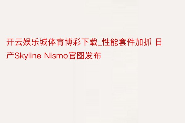 开云娱乐城体育博彩下载_性能套件加抓 日产Skyline Nismo官图发布