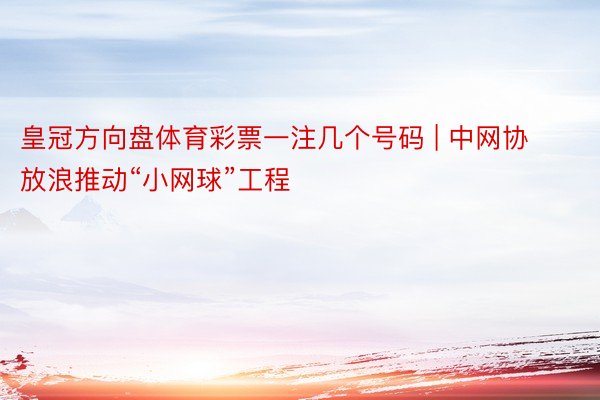 皇冠方向盘体育彩票一注几个号码 | 中网协放浪推动“小网球”工程